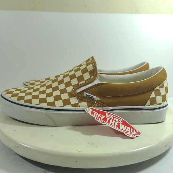 NEW Vans Classic Slip-On Sz 12 Color Theory Checkerboard Golden Brown Sneakers - Picture 2 of 13